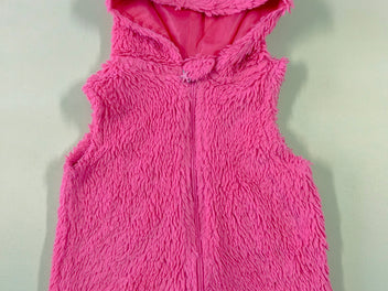 Gilet s.m à capuche peluche rose