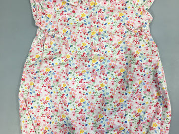 Combishort coton  m.c imprimé fleurs blanc/rose