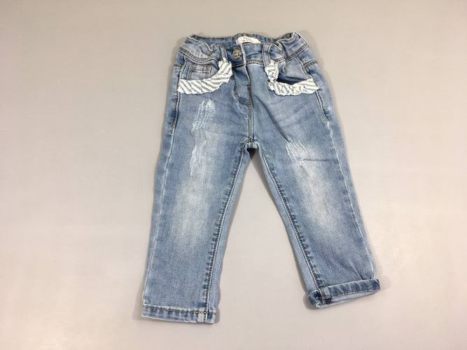 Jeans clair poches froufrous, moins cher chez Petit Kiwi