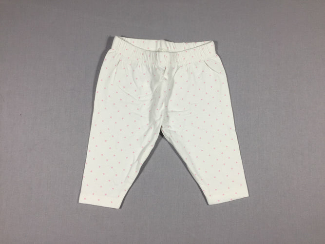 Pantalon jersey fin blanc coeurs roses, moins cher chez Petit Kiwi