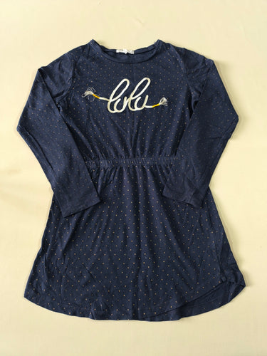 Robe m.l jersey bleu marine à pois dorés "Lulu", moins cher chez Petit Kiwi