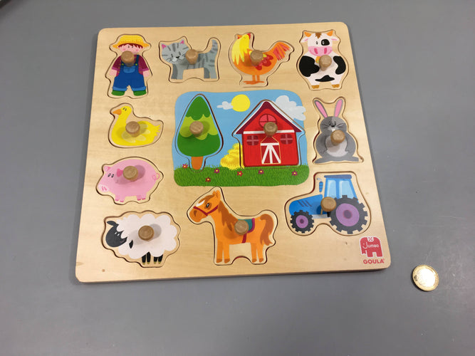 Goula planche puzzle en bois la ferme, moins cher chez Petit Kiwi