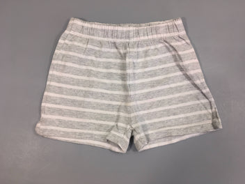 Short jersey blanc rayé gris