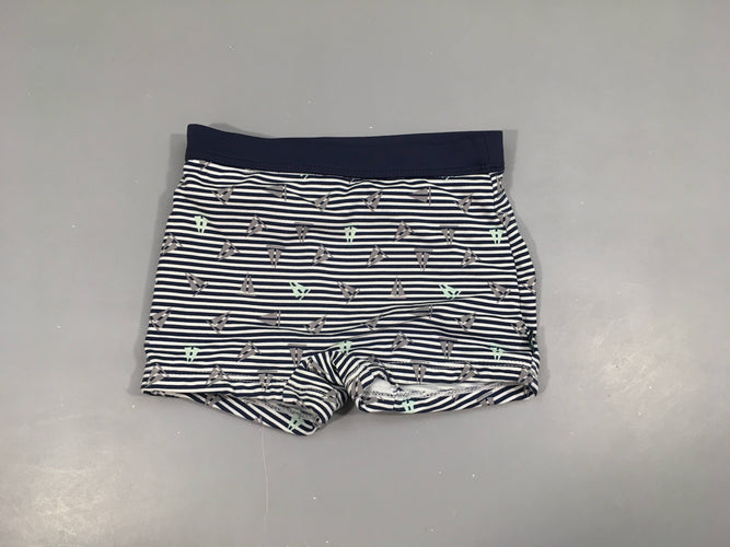 Maillot boxer blanc rayé bleu Bateaux, moins cher chez Petit Kiwi