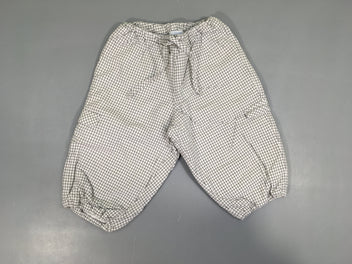 Pantalon blanc à carreaux gris foncé 100% coton doublé