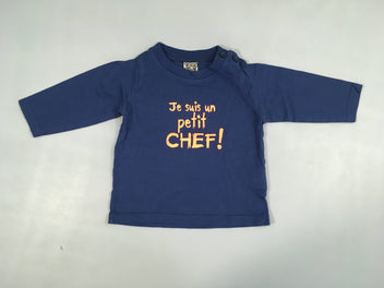 T-shirt m.l bleu foncé je suis un petit chef!