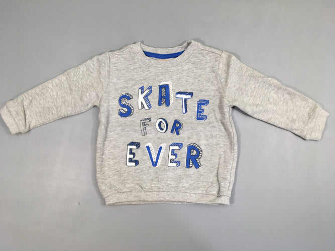 Sweat gris chiné Skate, moins cher chez Petit Kiwi