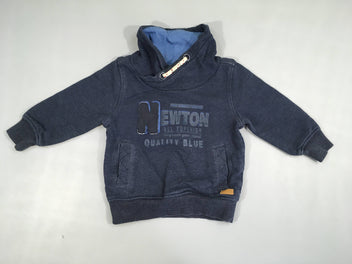 Sweat bleu foncé Newton col châle, légèrement bouloché