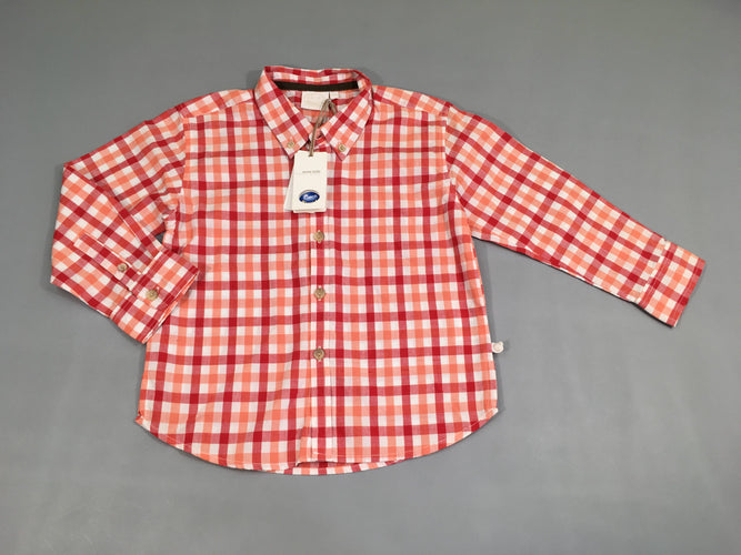 NEUF chemise m.l carreaux rouge/orange/blanc, moins cher chez Petit Kiwi