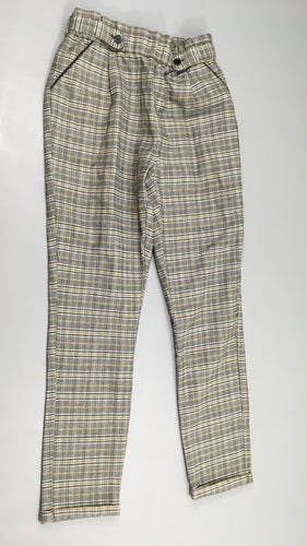 Pantalon carreaux style tweed gris/noir/jaune/blanc, moins cher chez Petit Kiwi