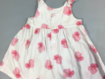 Robe coton s.m imprimé fleurs blanc/rose