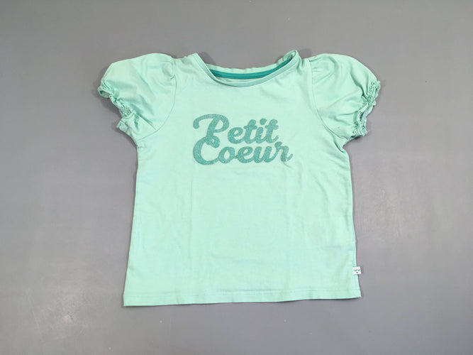 T-shirt m.c turquoise Petit coeur, moins cher chez Petit Kiwi