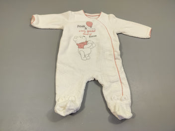 Pyjama velours blanc texturé Winnie l'ourson 75% coton 25% polyester