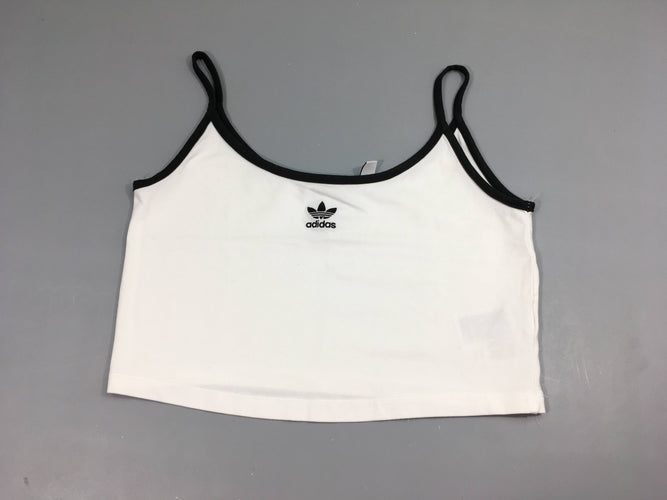 Top de sport blanc bords noirs Adidas 34, moins cher chez Petit Kiwi