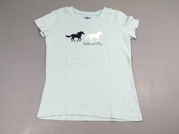 T-shirt m.c bleu clair Chevaux 100% Coton