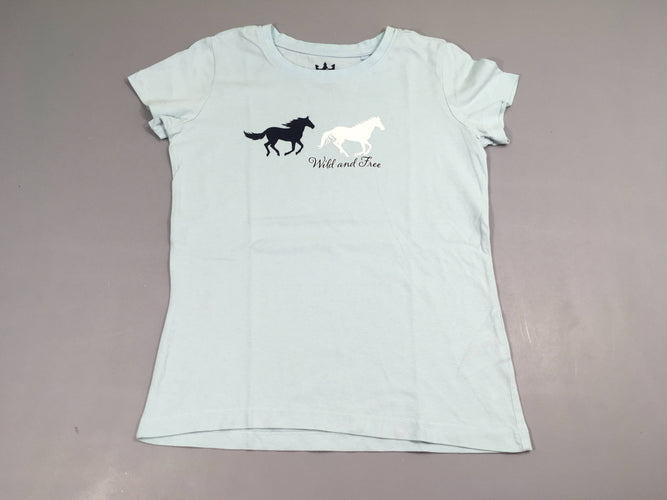 T-shirt m.c bleu clair Chevaux 100% Coton, moins cher chez Petit Kiwi