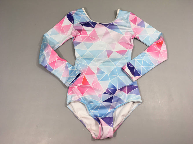 Maillot de gym formes géométriques rose-bleu-gris, moins cher chez Petit Kiwi