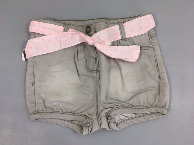 Short en jean gris ceinture, moins cher chez Petit Kiwi