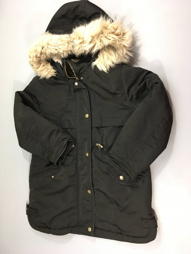 Manteau noir à capuche fausse fourrure, moins cher chez Petit Kiwi