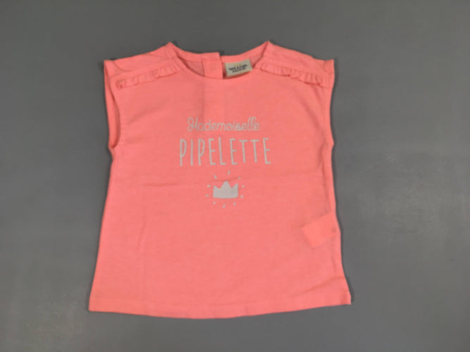 T-shirt m.c rose chiné pipelette, moins cher chez Petit Kiwi