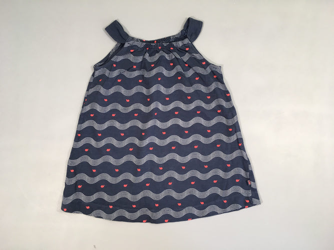 Robe s.m jersey bleu foncé vagues baleines, moins cher chez Petit Kiwi