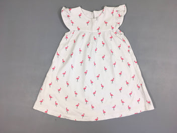 Robe m.c jersey blanche flamands roses