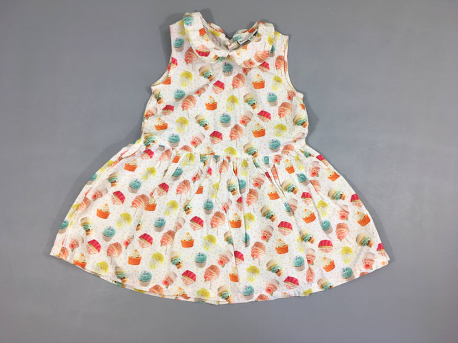 Robe s.m blanche cupcakes col, moins cher chez Petit Kiwi