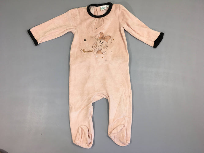 Pyjama velours rose pâle Minnie, moins cher chez Petit Kiwi