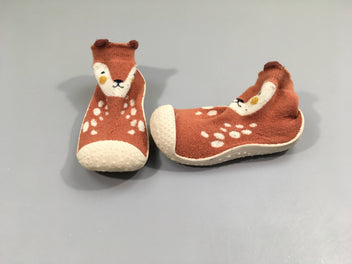 Chaussons chaussettes montants esprit renard brique-Légèrement boulochés