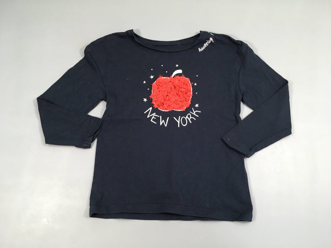 T-shirt m.l bleu marine pomme texturée New York, moins cher chez Petit Kiwi