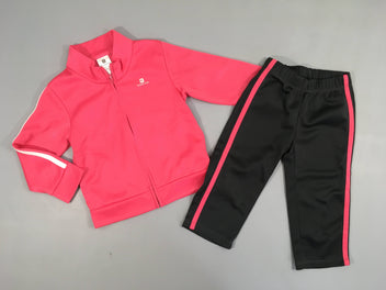 Survêtement de sport rose zippé + Pantalon de sport gris