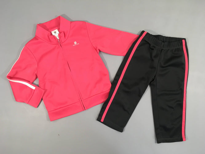 Survêtement de sport rose zippé + Pantalon de sport gris, moins cher chez Petit Kiwi