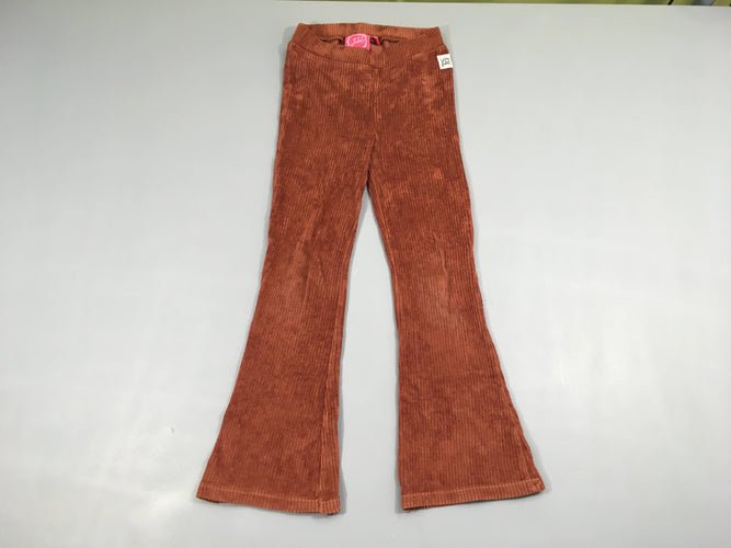 Pantalon velours côtelé brun ample, bas abimé, Jubel, moins cher chez Petit Kiwi