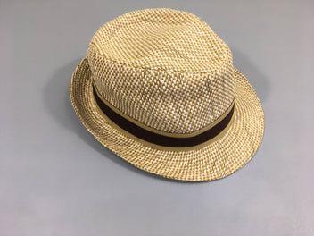 Chapeau en paille ruban brun, 52cm