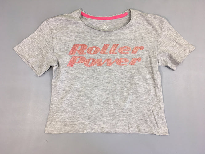 T-shirt m.c court gris chiné Roller power, moins cher chez Petit Kiwi