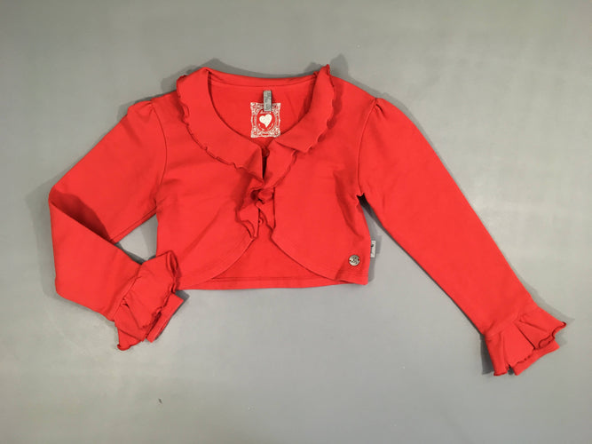 Gilet court molleton rouge froufrous, moins cher chez Petit Kiwi