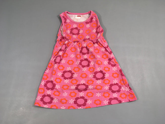 Robe s.m jersey rose motifs fleurs oranges-blancs-roses, moins cher chez Petit Kiwi