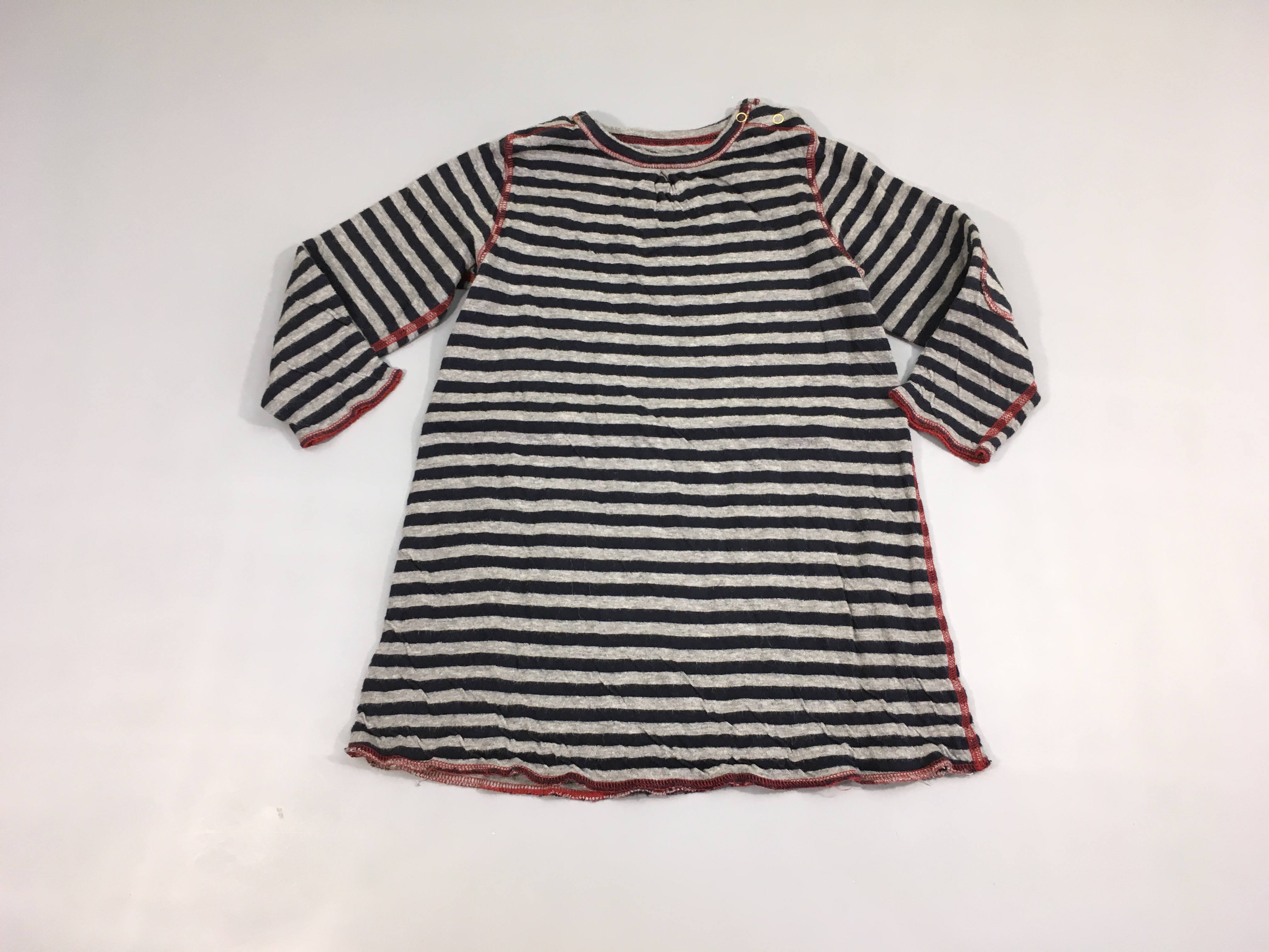 Robe m.l grise rayé bleu foncé