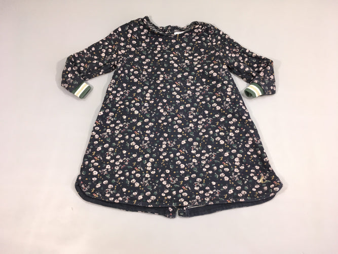 Robe m.l jersey bleu foncé fleuri, moins cher chez Petit Kiwi