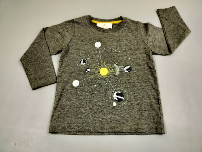 T-shirt m.l gris flammé, système solaire, moins cher chez Petit Kiwi