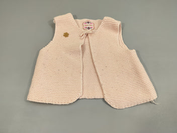 Gilet s.m en maille rose.