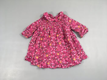 Robe m.l rose fleurie s.moks buste