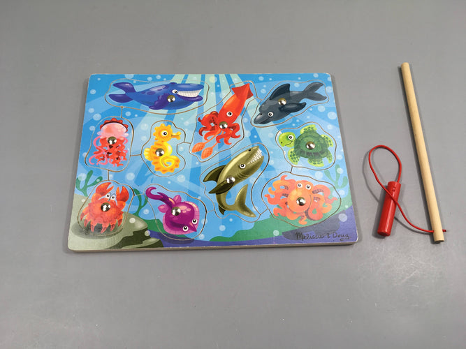 Melissa&Doug jeu de pêche en bois animaux marins, moins cher chez Petit Kiwi