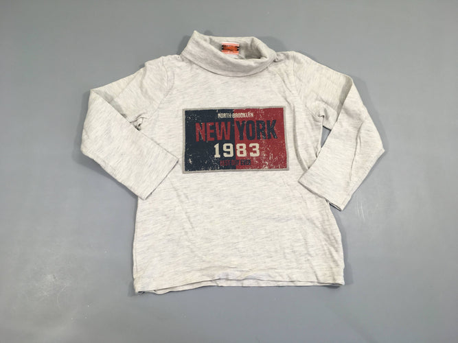 T-shirt col roulé gris flammé NY, moins cher chez Petit Kiwi