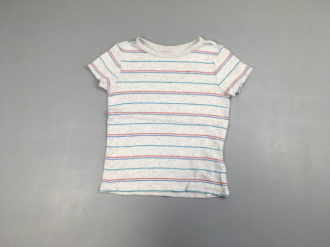 T-shirt m.c gris lignes rouge/bleu, moins cher chez Petit Kiwi