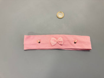 Bandeau jersey rose coccinelles