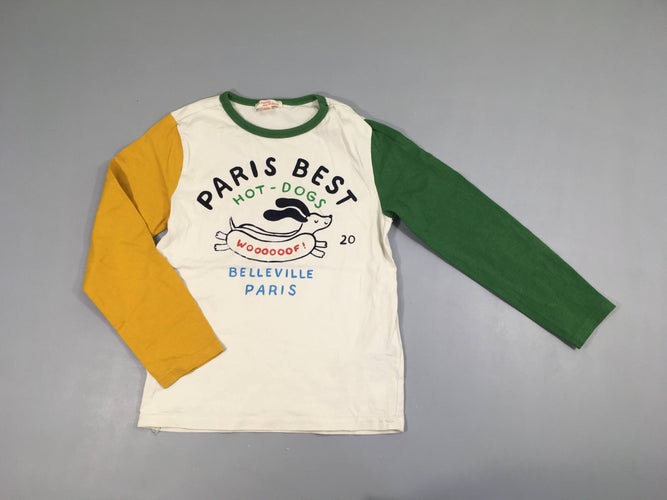 T-shirt m.l blanc, jaune et vert paris best hot-dogs, moins cher chez Petit Kiwi