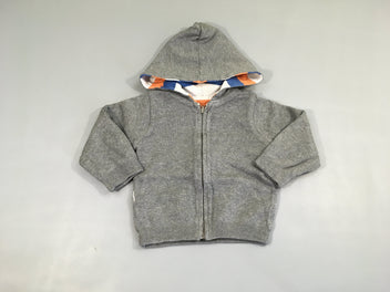 Gilet réversible à capuche gris/bleu rayé-orange-blanc