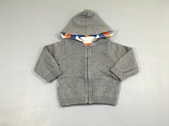 Gilet réversible à capuche gris/bleu rayé-orange-blanc, moins cher chez Petit Kiwi