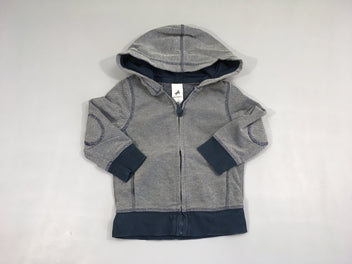 Sweat zippé à capuche bleu texturé gris